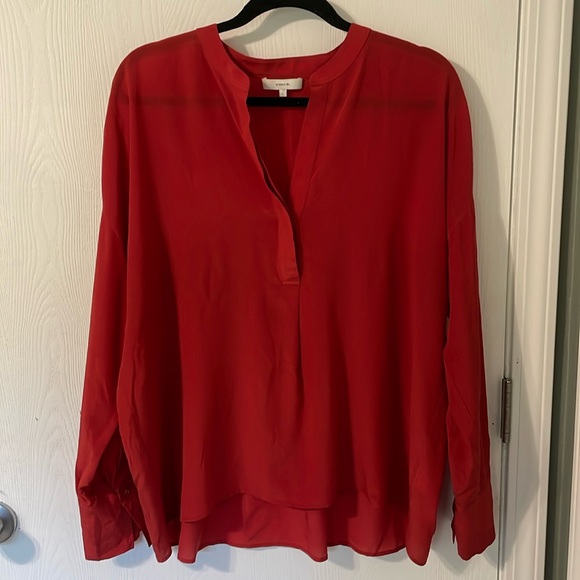 Vince Tops - Vince 100% Sink Red Semi-Sheer Flowy Baby Doll Long Sleeve Blouse Size Large